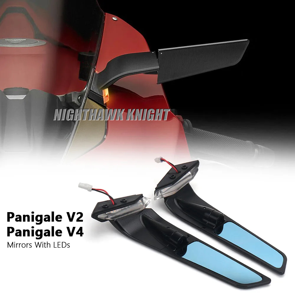 Thích hợp cho DUCATI PANIGALE V4 V2 2020-2023 Xe Máy CNC Gương Chiếu Hậu Cố Định Cánh Gió Xoay Được Với Đèn LED Tín Hiệu Rẽ
