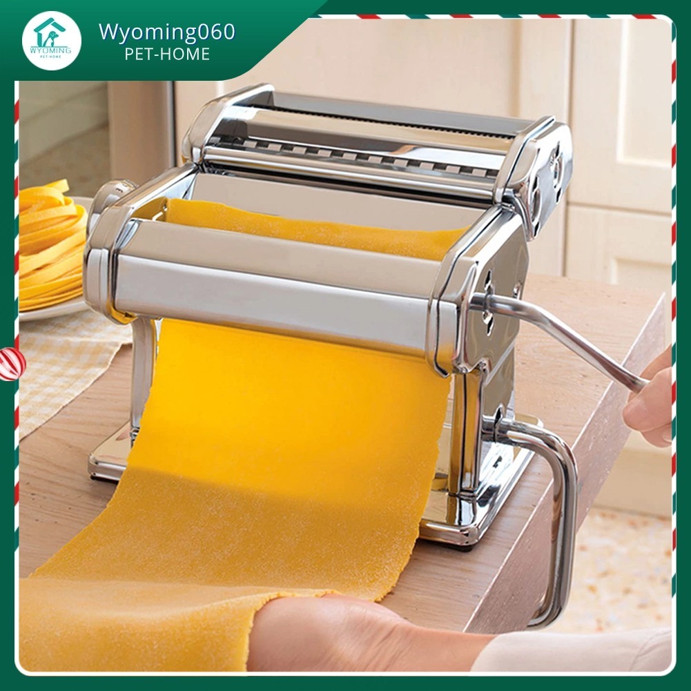 Máy làm mì quay tay bằng thép không gỉ cán bột 7 cài đặt độ dày 0.5‑2.5mm 【Wyoming060】