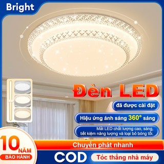 Đèn ốp trần 40cm/50cm 24w/36w ac220v 3màu hai lớp đèn trần pha lê chống ẩm đèn led trần
