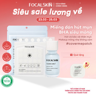 Miếng dán mụn focalskin hút mụn sạch | che mụn tự nhiên | giảm sưng mụn | 60 miếng ngày và đêm makeup trang điểm che mụn