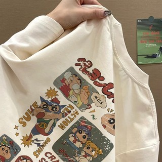 Áo thun hoa văn hoạt hình mơ Áo thun nữ cổ tròn mới đa năng hàng đầu 100% cotton