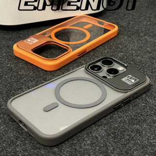 [Cập nhật / Vỏ cứng trong suốt acrylic khung kim loại / Cam] tương thích cho iPhone 11 13 14 15 16 17 pro max