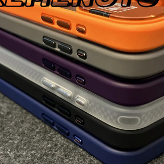 [Cập nhật / Vỏ cứng trong suốt acrylic khung kim loại / Cam] tương thích cho iPhone 11 13 14 15 16 17 pro max