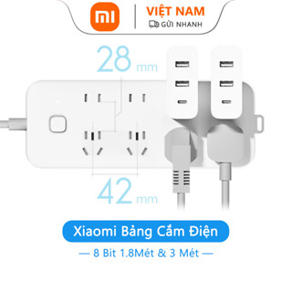 Ổ cắm Xiaomi 8-bit 1.8M Phiên bản điều khiển chính 3M, Khoảng cách lỗ cực lớn, Công tắc điều khiển chính, Rãnh treo đôi