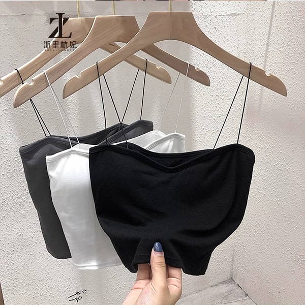 ZHELIHANGFEI Áo yếm nhỏ bên trong dây đeo vai mỏng, áo khoác ngoài đầu xuân cho nữ, dây treo gợi cảm màu trắng, miếng đệm ngực, áo ống | BigBuy360 - bigbuy360.vn