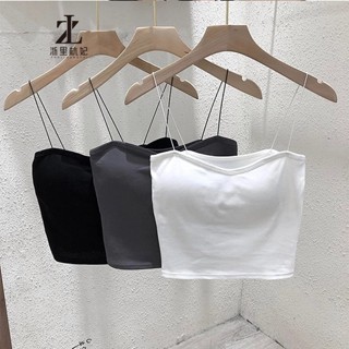 ZHELIHANGFEI Áo yếm nhỏ bên trong dây đeo vai mỏng, áo khoác ngoài đầu xuân cho nữ, dây treo gợi cảm màu trắng, miếng đệm ngực, áo ống
