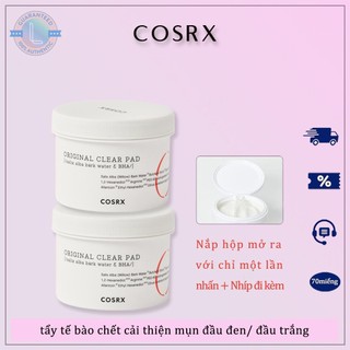 Hộp 70 bông đắp toner COSRX BHA One Step Original Clear 135ml tẩy tế bào chết cải thiện mụn đầu đen, làm sáng da, đánh bay mụn