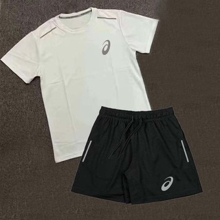 Bộ áo thun thể thao nam ngắn tay chạy bộ Quần Short phản quang theo dõi và trường tập thể dục Bộ dụng cụ tập thể dục nhanh khô thoáng khí