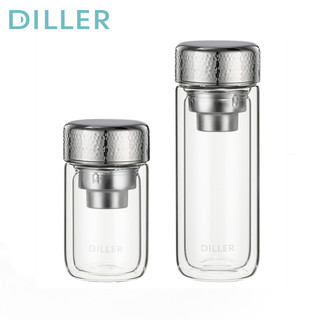 Chai Thủy Tinh Diller Có Lọc Trà Chịu Nhiệt Chống Rò Rỉ Đôi Tường Trà Nước 180 / 300ml MLH593