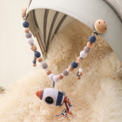 Xe Đẩy Bé Dây Xích Pram Di Động Lục Lạc Xe Đẩy Giường Chuông Đồ Chơi Handmade Núm Vú Giữ Miếng Dán Dây Xích Dây Đeo