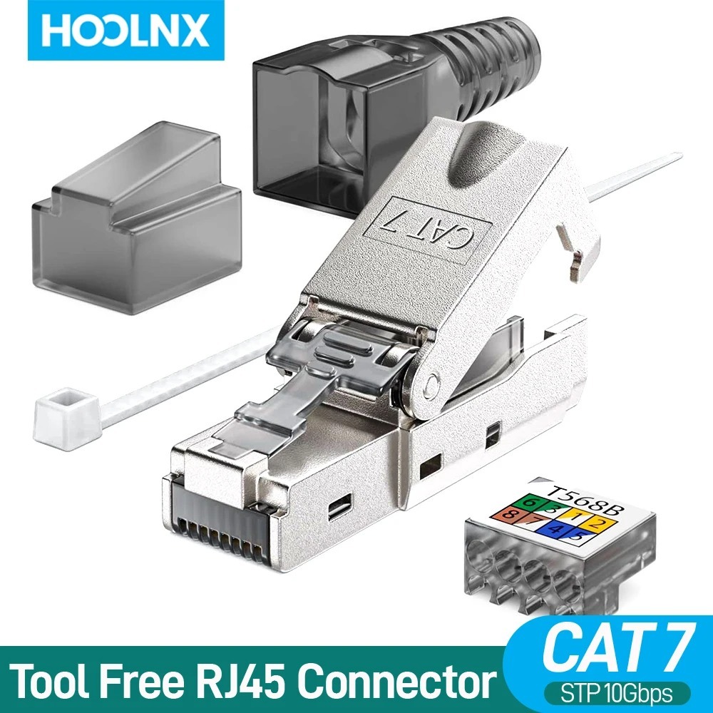Hoolnx CAT8 CAT7 CAT6A RJ45 Công cụ cắm mô-đun Đầu nối RJ45 Kết nối RJ45 có thể tái sử dụng STP được