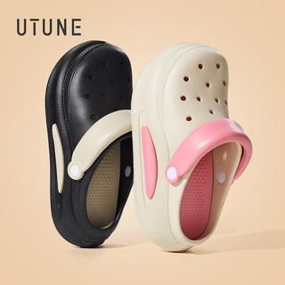 Utune Xăng đan Đế Dày 6cm Làm Tắc Giày Nữ Xăng đan Đi Biển Nền Tảng Lỗ Giày Thời Trang Ngoài Trời EVA Chống Trơn Trượt