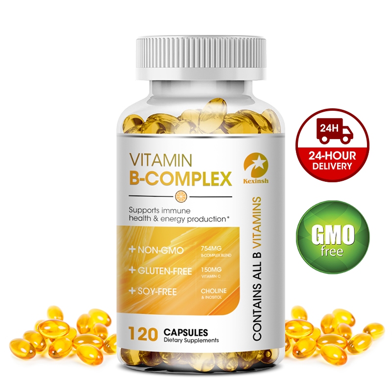 Kexinsh Vitamin B Complex Viên nang hoàn chỉnh (B12, B1, B2, B3, B5, B6, B7, B9, Axit Folic & Biotin