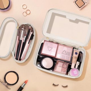 Túi trang điểm trong suốt có túi cọ trang điểm, hộp đựng trang điểm da túi vệ sinh, hộp đựng mỹ phẩm di động, túi bảo quản mỹ phẩm chống thấm nước trong suốt cho nữ