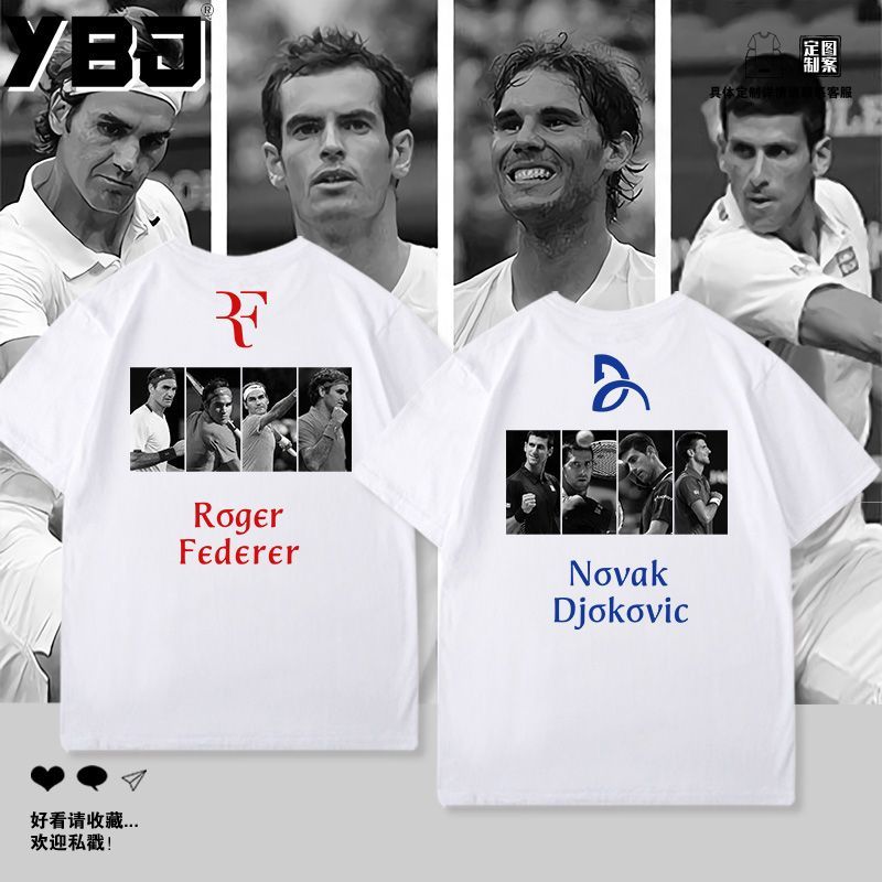 Áo thun nam nổi tiếng Internet Grand Slam F4 Federer Nadal Djokovic cotton nguyên chất in hình tay ngắn nam
