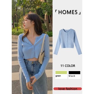 「HOME5」Áo sơ mi Cardigan dệt kim dài tay phong cách Hàn Quốc dành cho nữ