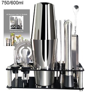 13 miếng 750ml 750 / 600ml thép không gỉ bình lắc barware cocktail shaker set có chân đế / boston bar kit / bartender