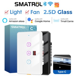 Công tắc cảm ứng tuya SMATRUL Wifi US 220v hẹn giờ từ xa điều khiển tốc độ treo tường cho Alexa Google Home C