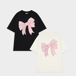 SELVZEÁo thun ngắn tay cotton nguyên chất in nơ thời trang dáng rộng cổ tròn cỡ lớn dành cho nữ