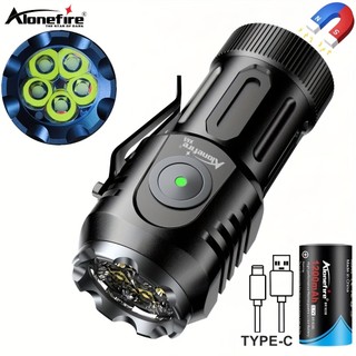 Alonefire x65 mini 5led đèn pin usb sạc với pin 18350 5000lm mạnh mẽ ngoài trời đèn pin chống thấm nước cắm trại