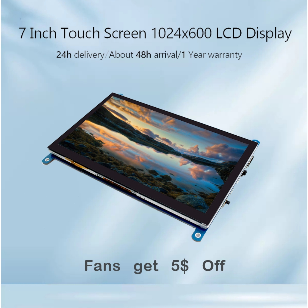 Màn hình cảm ứng điện dung LCD 7 inch Eyoyo nhỏ gọn và dễ sử dụng, màn hình 1024x600 UHD cho Raspber