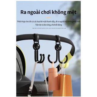 Gắn xe đẩy móc đôi treo đồ đa năng gắn xe đẩy xe đạp ôtô xoay 360 độ chống rơi tiện dụng móc treo xe đẩy để treo đồ em bé set 2 cái móc treo xe đẩy cho mẹ và bé treo đồ cho bé