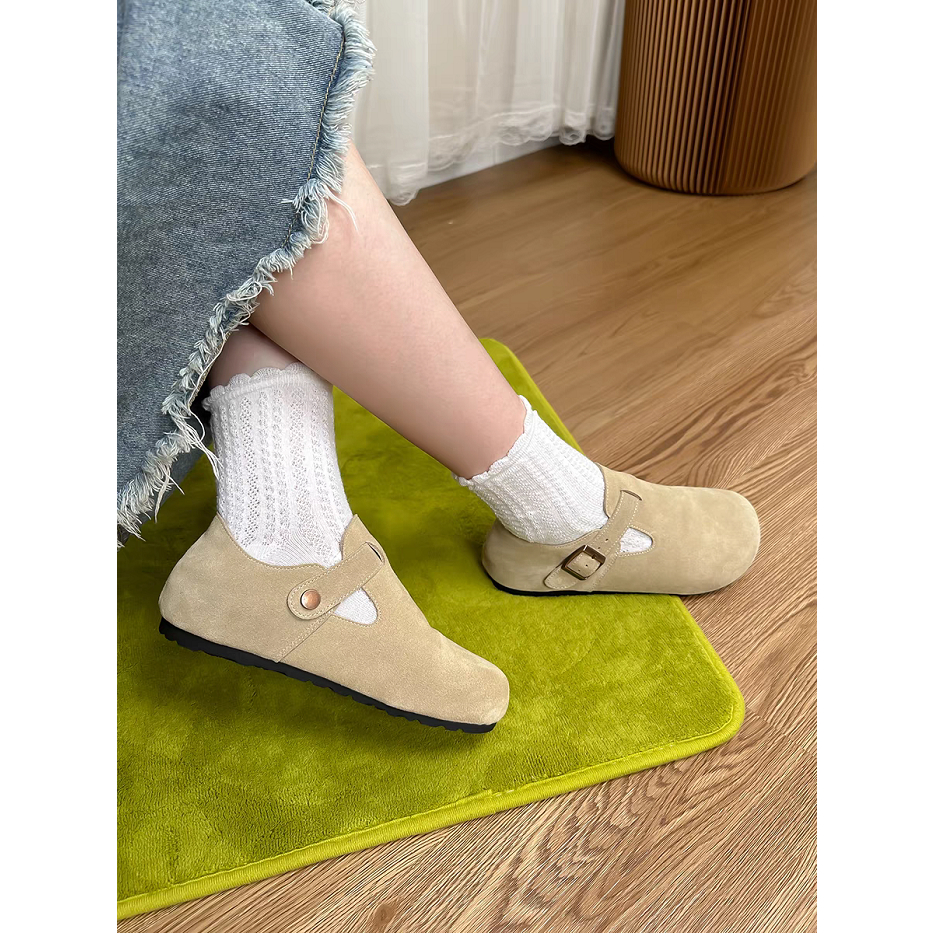 YAOLI  Xăng đan Nữ Mới Đế Dày retro Thoải Mái Thoáng Khí Dễ Thương Lười Bao Gồm Tất Cả Dép Hai Dây