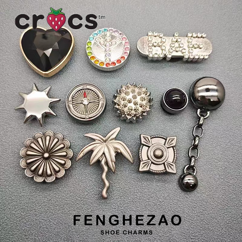 sticker dép crocs jibbitz Crocs Túi Đựng Giày Dép crocs Jibbitz Crocs Lỗ Giày Hoa Crocs Phụ Kiện Giày Hoa Kim Loại jibbitz Giày Được Trang Trí 2024 Mới charm dép crocs charm gắn dép jibitz cross charm crocs set chamr dép crocs phụ kiện dép cross jibbitz