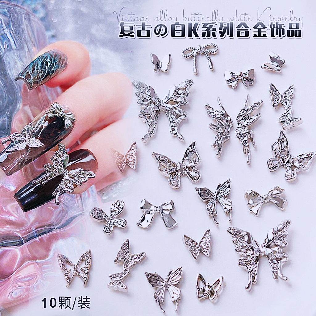 Set 10 Phụ Kiện Trang Trí Móng Tay Hình Nơ Sang Trọng