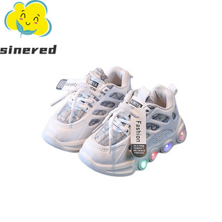 Sinered flash LED giày thể thao thời trang mùa xuân bảng chữ cái trẻ em lưới thoáng khí 1-6 tuổi giày thể thao thông thường 21-30