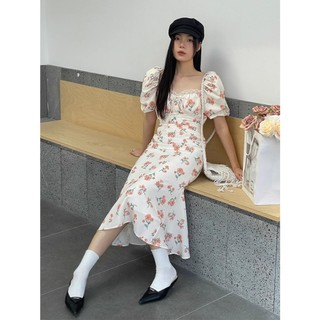 QKOOLE Mới Pháp Nữ Ren Cổ Vuông Mảnh Hoa Ren Ren Dây Đeo Mở Lưng Eo Tay Ngắn