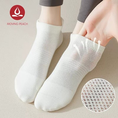 MOVING PEACH Nữ Tất Cotton Mềm Mại Chống Trơn Trượt Pilates Tất Tập Yoga Chống Mùi Lưới Tất Thể Thao