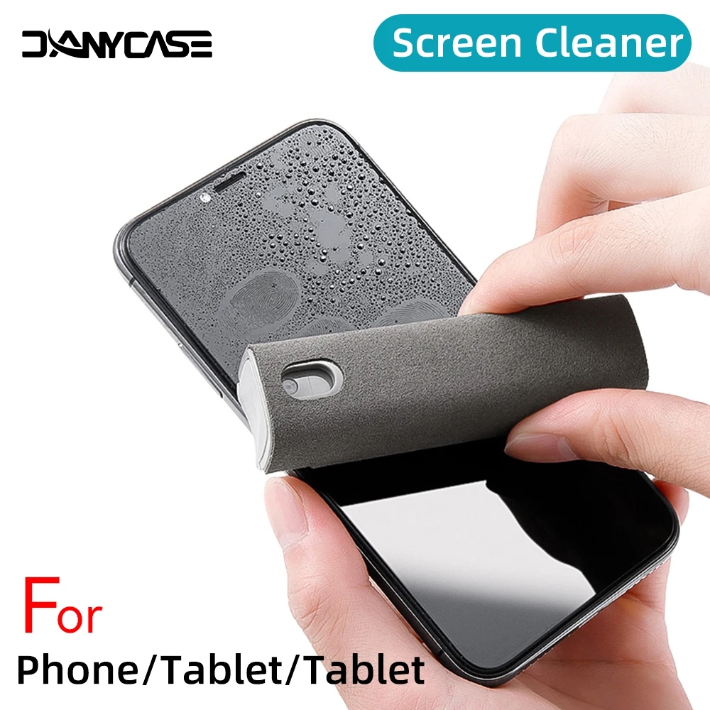 Xịt làm sạch màn hình 2 trong 1 iPad Màn hình điện thoại Màn hình máy tính Loại bỏ bụi Bộ vải sợi nhỏ không làm sạch chất lỏng 9 màu