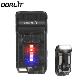  Boruit V15 LED Móc Khóa EDC Đen Đèn Pin Kẹp Đèn Làm Việc Type-C Đèn Pin Sạc Có Nam Châm Cắm Trại Bỏ Túi Đèn Lồng 