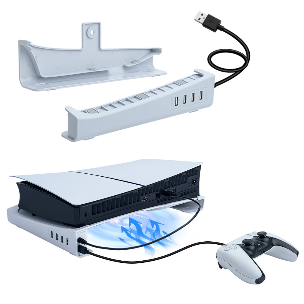 Chân đế ngang có Hub USB cho máy chơi game PS5 Slim DE / UHD-Trắng