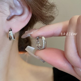 DREJEW Bông tai zircon tròn nhiều lớp Hàn Quốc Bông tai hình học đơn giản và cao cấp thích hợp thời trang nhẹ nhàng phong cách sang trọng Bông tai mới không gây dị ứng