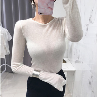 Áo thun dài tay co giãn dáng ôm vừa vặn cho nữ