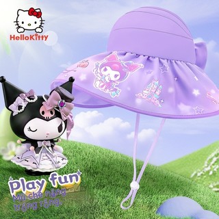 2024 Phong Cách Mới Sanrio Kuromi Trẻ Em Nón Cô Gái Chống Nắng Mũ Rộng Vành Chống Nắng Tấm Che Nắng Mũ Chống Tia UV