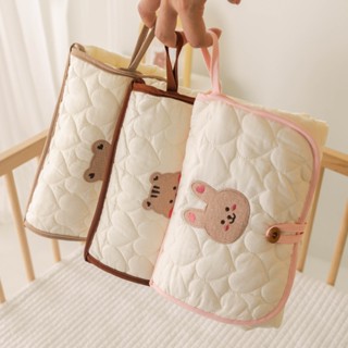 Gấu Hàn Quốc Thỏ Thêu Tã Cho Bé Thay Miếng Lót Có Thể Giặt Được Chống Thấm Nước Trẻ Em Nệm Sơ Sinh Đệm Cho Cũi Xe Đẩy Đa Năng Tã Miếng Lót