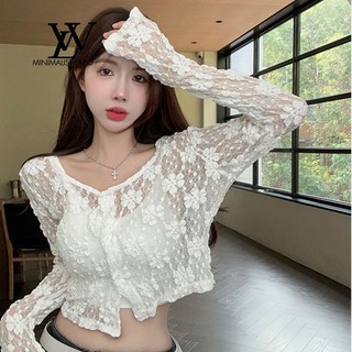 Minimalist labo ngọt ngào phong cách cay đẹp đẹp chống nắng nữ mùa hè 2024 phong cách mới ren rỗng phong cách ngắn pháp độc đáo tinh tế áo