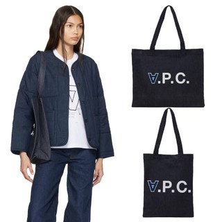 Apc Túi Tote Denim phong cách mới Túi mua sắm vải đảo ngược chữ thêu