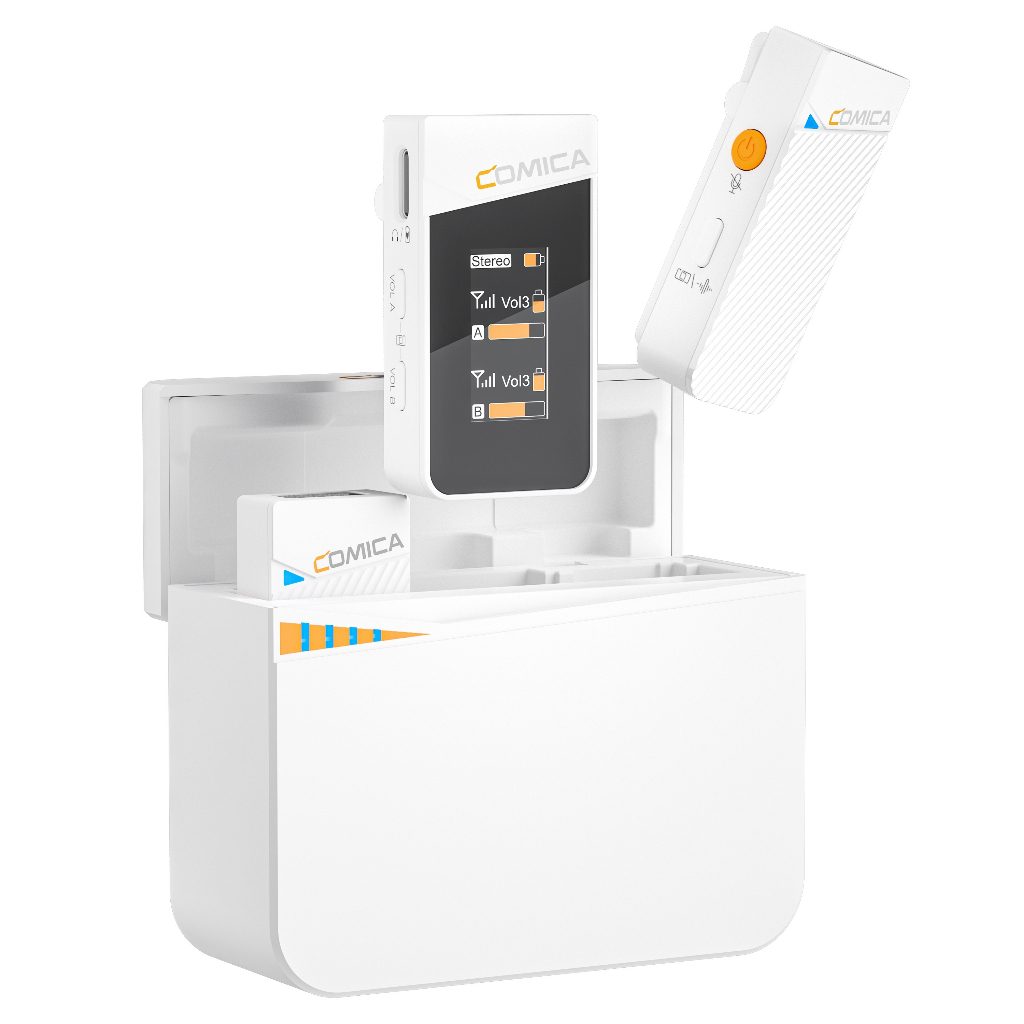 Micro ve áo không dây COMICA Vimo C có khả năng khử tiếng ồn, Vỏ sạc, phạm vi làm việc 200 mét, Micr