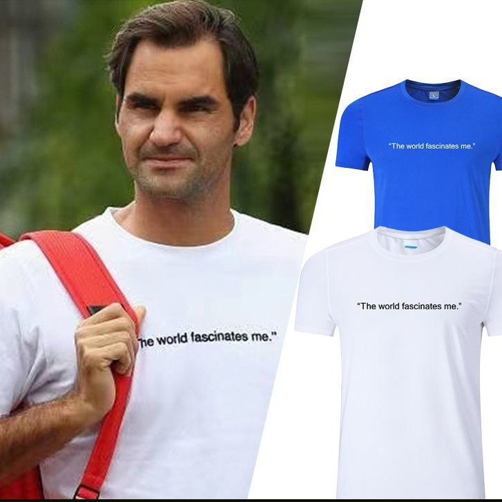 Áo tennis Federer, áo thun in cotton nguyên chất, cổ tròn ngắn tay