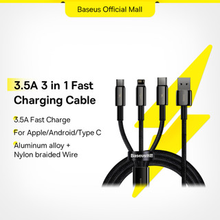 Dây Cáp Baseus 3.5A 3 Trong 1 Đầu USB Sang M + L + C 1.5m