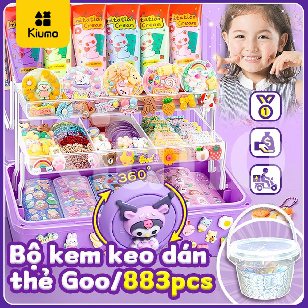 Kiumo1068 pcs💙 👸Bộ kem keo dán thẻ Goo đồ chơi trẻ em, đồ chơi tự làm quà tặng cho người thân, hộp lưu trữ 3 lớp đặc biệt cao cấp