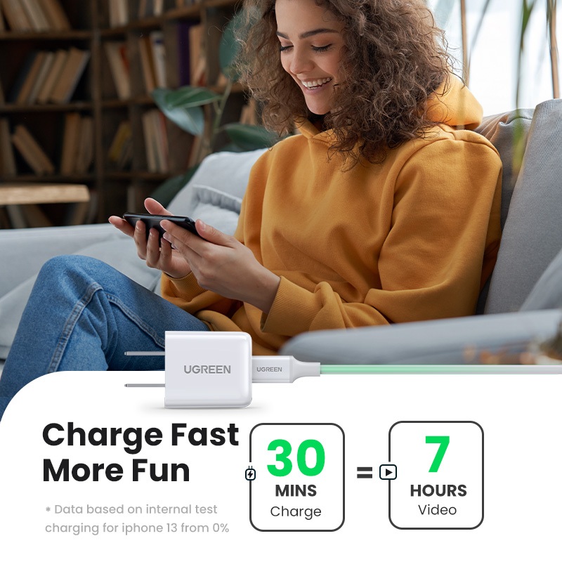 Ugreen 20W USB C Sạc Nhanh PD 3.0 Sạc Tường Cắm Tương Thích Cho iPhone 16 Pro Max 14 Pro Max, Galaxy, Pixel 4 / 3, iPad Mini / Pro, Airpods Pro | BigBuy360 - bigbuy360.vn