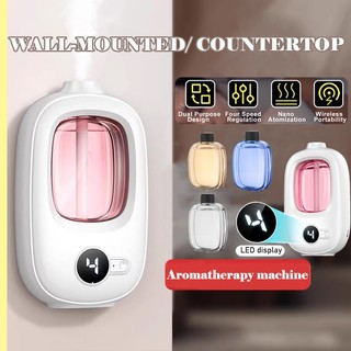 Máy khuếch tán tinh dầu mini Máy xịt thơm phòng tự động treo tường Máy xông tinh dầu phòng ngủ pin sạc 500mAh kèm tinh dầu nước hoa 50ml decorr phòng ngủ