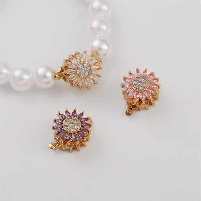 15 * 20mm 1 Cái / túi Đồng dát Zircon Đẹp Vàng 18k Hướng Dương Xoay Được Để Trang Trí DIY