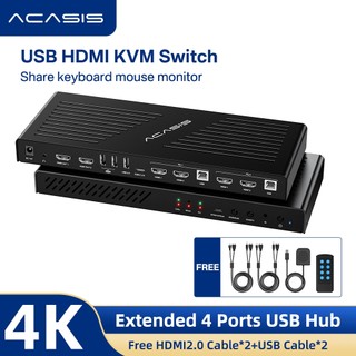 Acasis Bộ Chuyển Đổi usb hdmi kvm 2 Trong 4 Ra 4k @ 60hz ,kvm 1 Màn Hình 4 Dây Cáp Điều Khiển Từ Xa, usb 2.0 / r audio, hotkey, switch, hotkey,