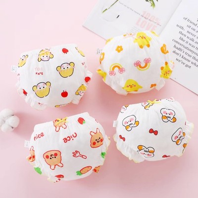 Adabaobao® ᵛⁿQuần lót cotton mặc tã LUCKY BIG CAT cho bé gái sơ sinh vừa và nhỏ 0-3 tuổi